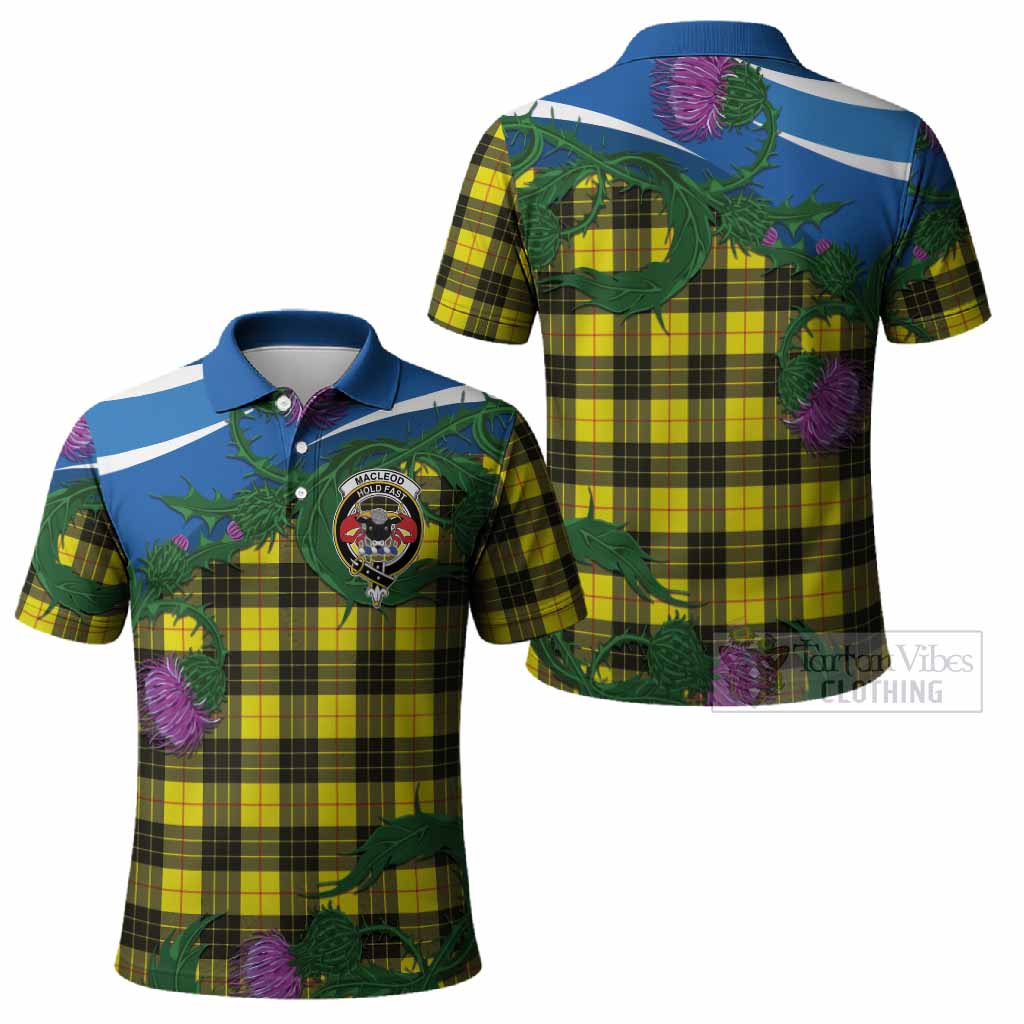MacLeod (McLeod) Tartan Family Crest Polo Shirt Thistle in Minimalism