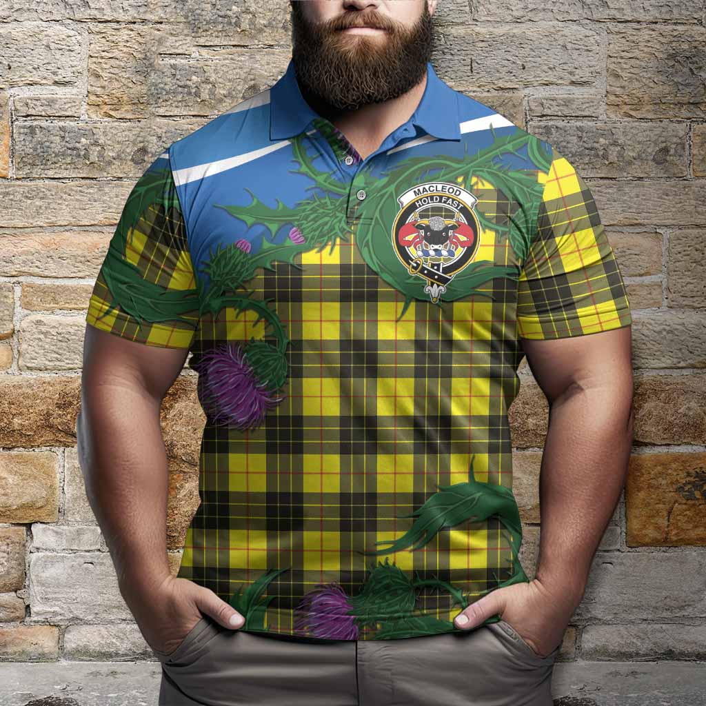MacLeod (McLeod) Tartan Family Crest Polo Shirt Thistle in Minimalism