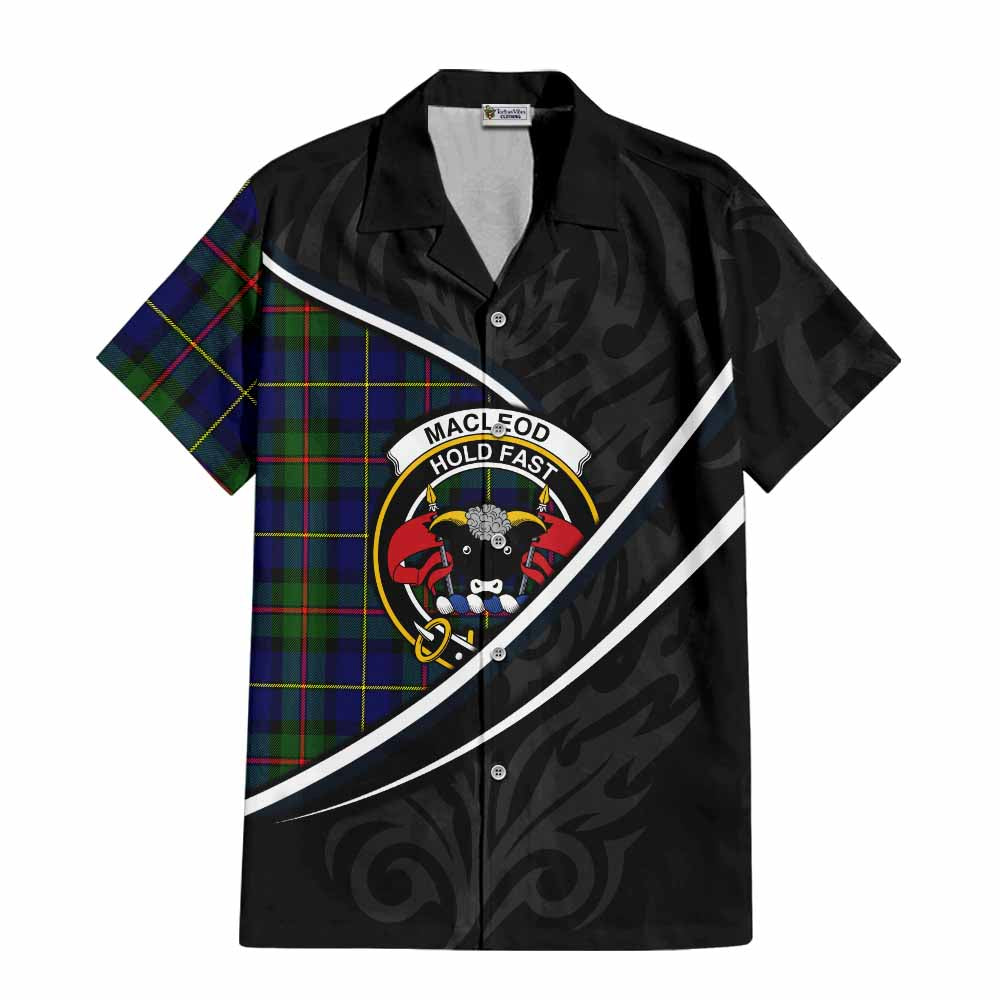 MacLeod (McLeod) Tartan Family Crest Short Sleeve Button Shirt Celtic Scottish Thistle Floral - Tartan Vibes Clothing