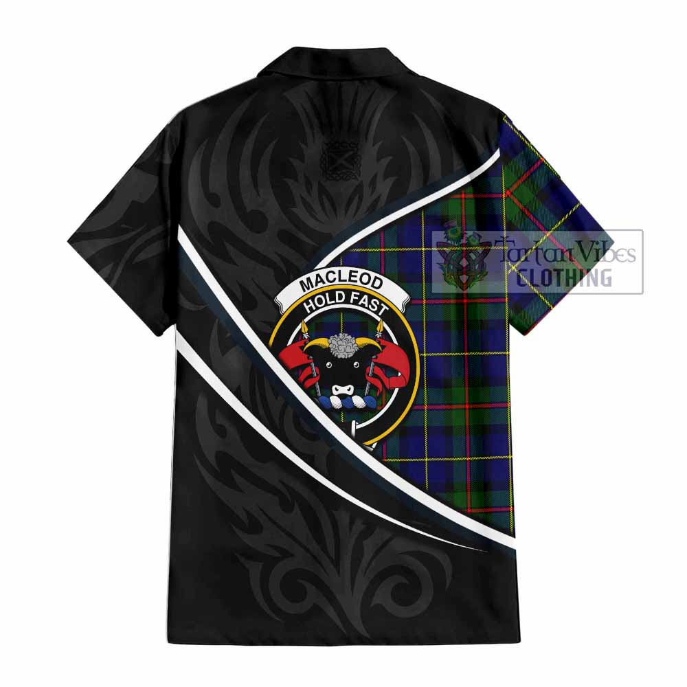 MacLeod (McLeod) Tartan Family Crest Short Sleeve Button Shirt Celtic Scottish Thistle Floral - Tartan Vibes Clothing