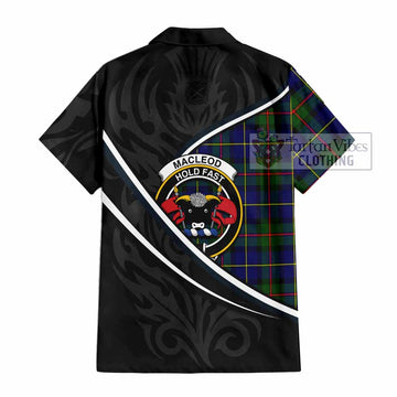 MacLeod (McLeod) Tartan Family Crest Short Sleeve Button Shirt Celtic Scottish Thistle Floral - Tartan Vibes Clothing