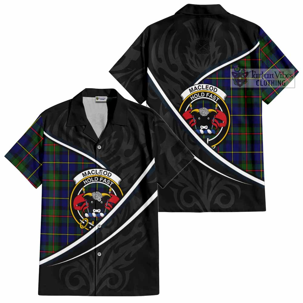 MacLeod (McLeod) Tartan Family Crest Short Sleeve Button Shirt Celtic Scottish Thistle Floral - Tartan Vibes Clothing
