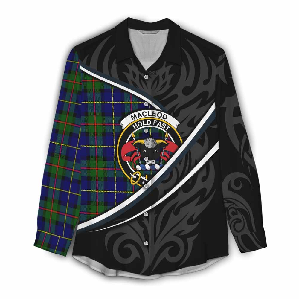 MacLeod (McLeod) Tartan Family Crest Women Casual Shirt Celtic Scottish Thistle Floral - Tartan Vibes Clothing