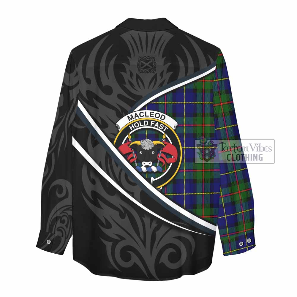 MacLeod (McLeod) Tartan Family Crest Women Casual Shirt Celtic Scottish Thistle Floral - Tartan Vibes Clothing