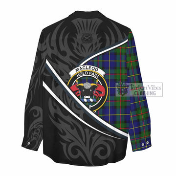 MacLeod (McLeod) Tartan Family Crest Women Casual Shirt Celtic Scottish Thistle Floral - Tartan Vibes Clothing