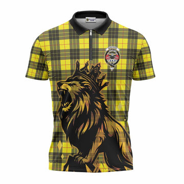 MacLeod (McLeod) Tartan Family Crest Zipper Polo Shirt Crowned Lion Roaring