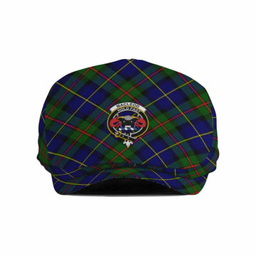 MacLeod (McLeod) Tartan Flat Cap, Jeff Cap Cross Style with Family Crest