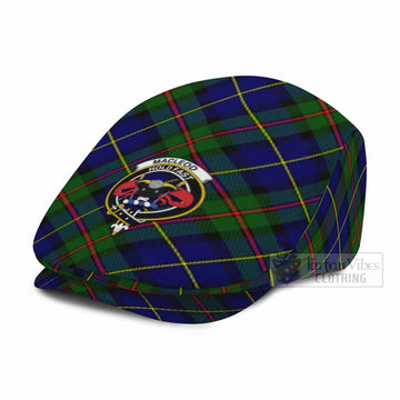 MacLeod (McLeod) Tartan Flat Cap, Jeff Cap Cross Style with Family Crest