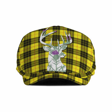 MacLeod (McLeod) Tartan Flat Cap, Jeff Cap Scottish Stag Thistle Floral Art