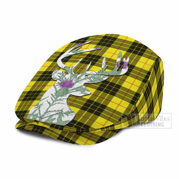 MacLeod (McLeod) Tartan Flat Cap, Jeff Cap Scottish Stag Thistle Floral Art