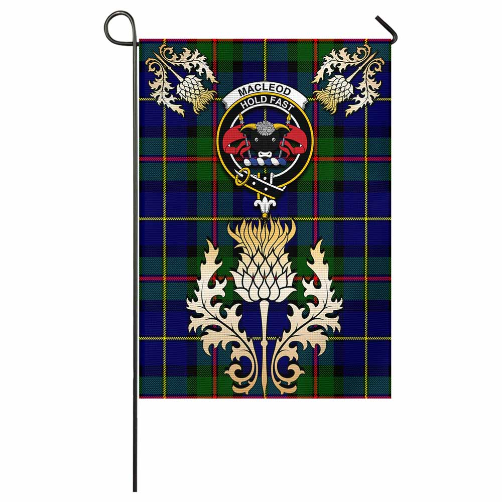 MacLeod (McLeod) Tartan Garden Flag with Golden Regal Scottish Thistle Emblem - Tartan Vibes Clothing