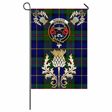 MacLeod (McLeod) Tartan Garden Flag with Golden Regal Scottish Thistle Emblem