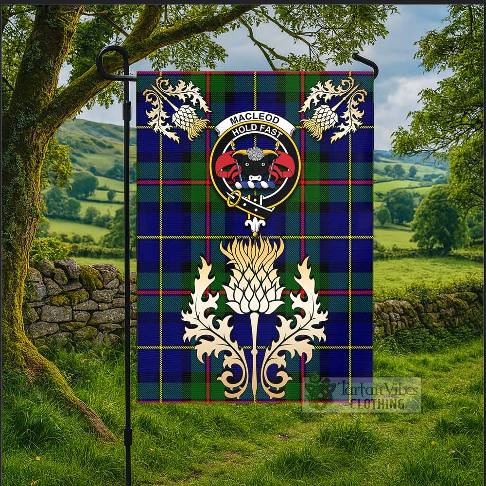 MacLeod (McLeod) Tartan Garden Flag with Golden Regal Scottish Thistle Emblem - Tartan Vibes Clothing