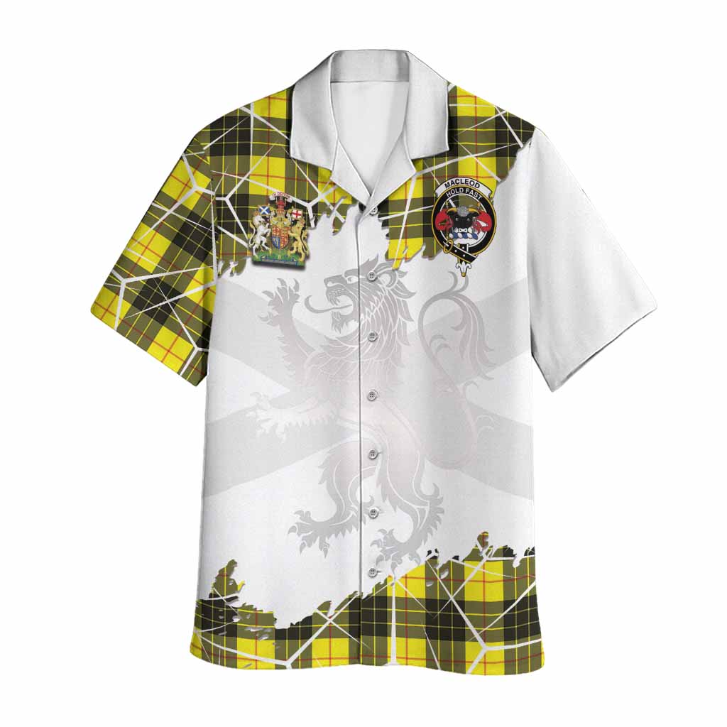 MacLeod (McLeod) Tartan Hawaiian Shirt with Family Crest and Lion Rampant Grunge Style