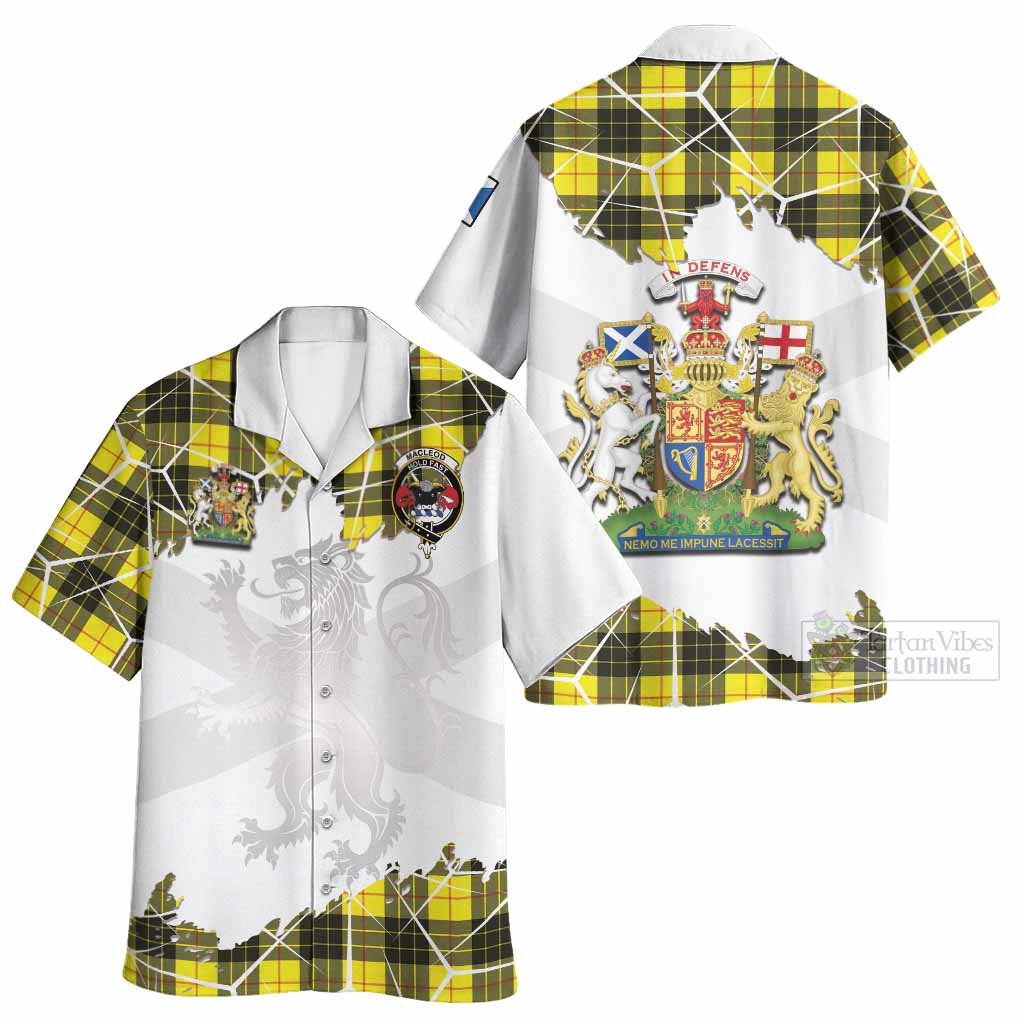 MacLeod (McLeod) Tartan Hawaiian Shirt with Family Crest and Lion Rampant Grunge Style