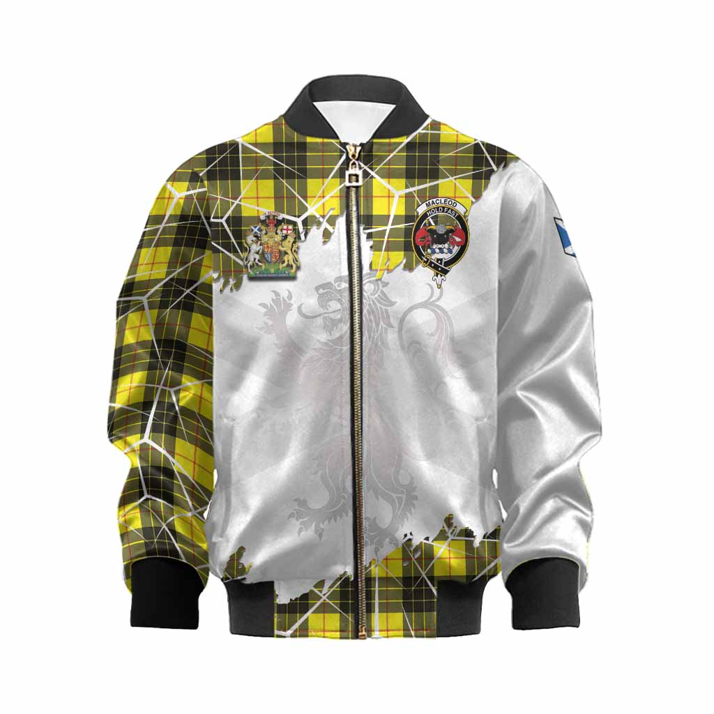 MacLeod (McLeod) Tartan Kid Bomber Jacket with Family Crest and Lion Rampant Grunge Style