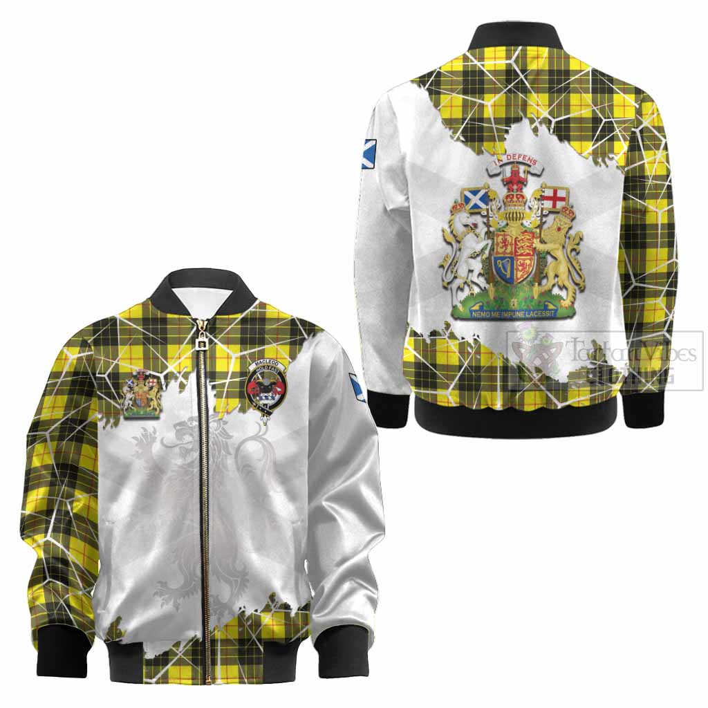 MacLeod (McLeod) Tartan Kid Bomber Jacket with Family Crest and Lion Rampant Grunge Style