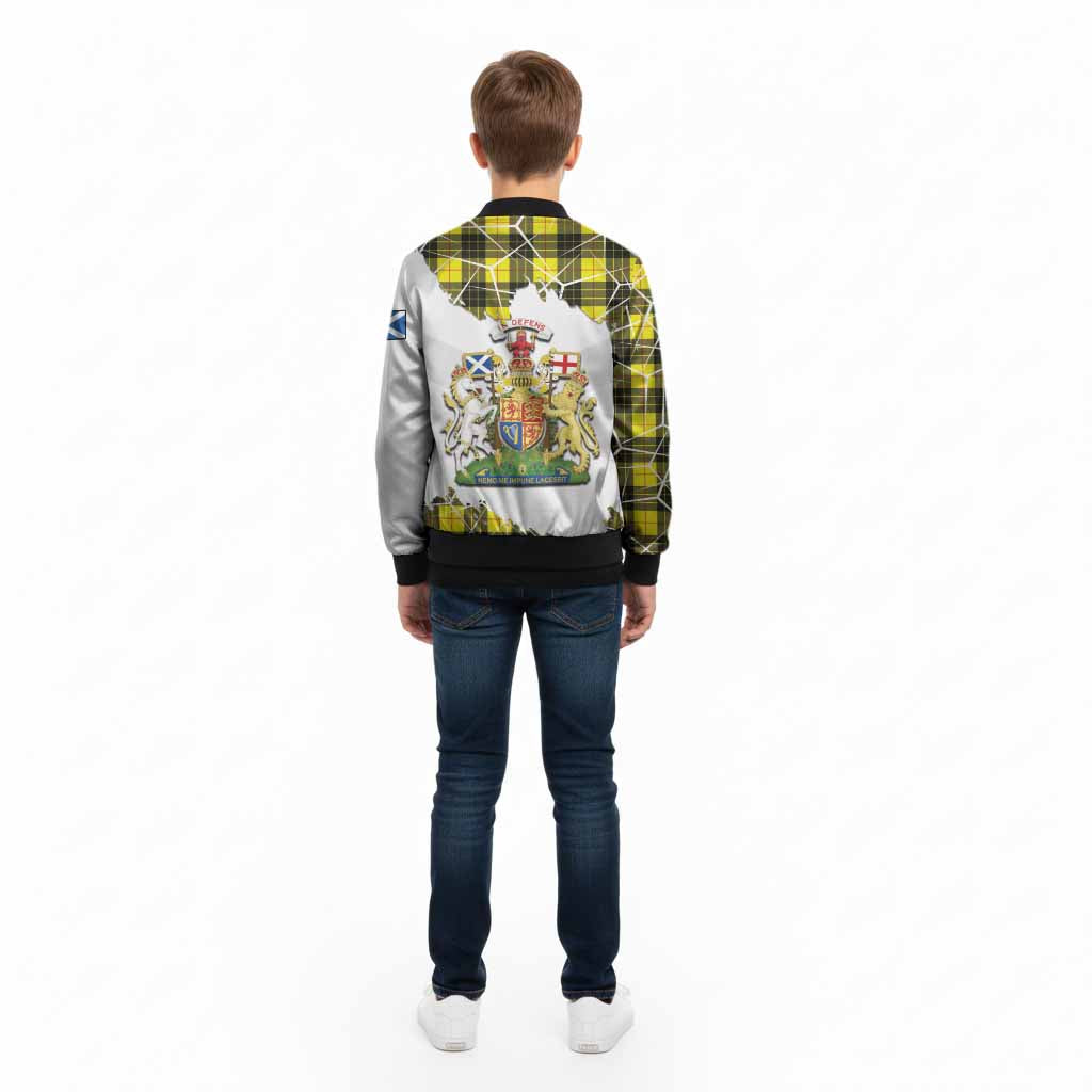 MacLeod (McLeod) Tartan Kid Bomber Jacket with Family Crest and Lion Rampant Grunge Style