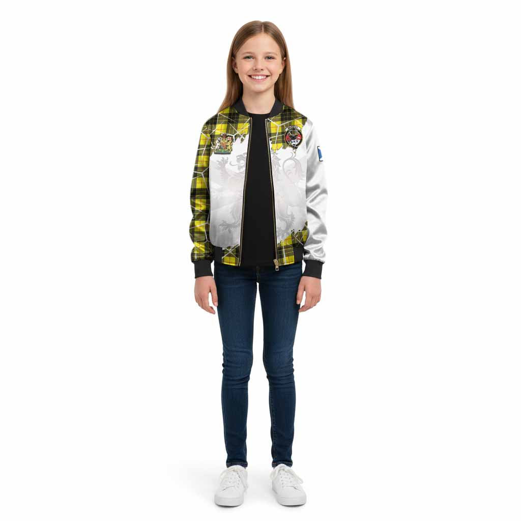 MacLeod (McLeod) Tartan Kid Bomber Jacket with Family Crest and Lion Rampant Grunge Style