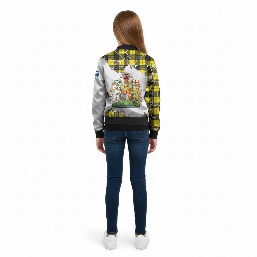 MacLeod (McLeod) Tartan Kid Bomber Jacket with Family Crest and Lion Rampant Grunge Style