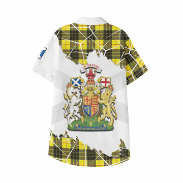 MacLeod (McLeod) Tartan Kid Hawaiian Shirt with Family Crest and Lion Rampant Grunge Style