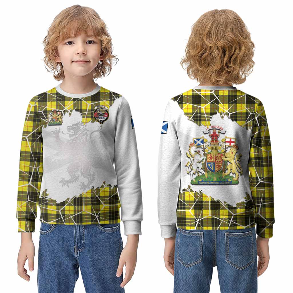 MacLeod (McLeod) Tartan Kid Knitted Sweatshirt with Family Crest and Lion Rampant Grunge Style