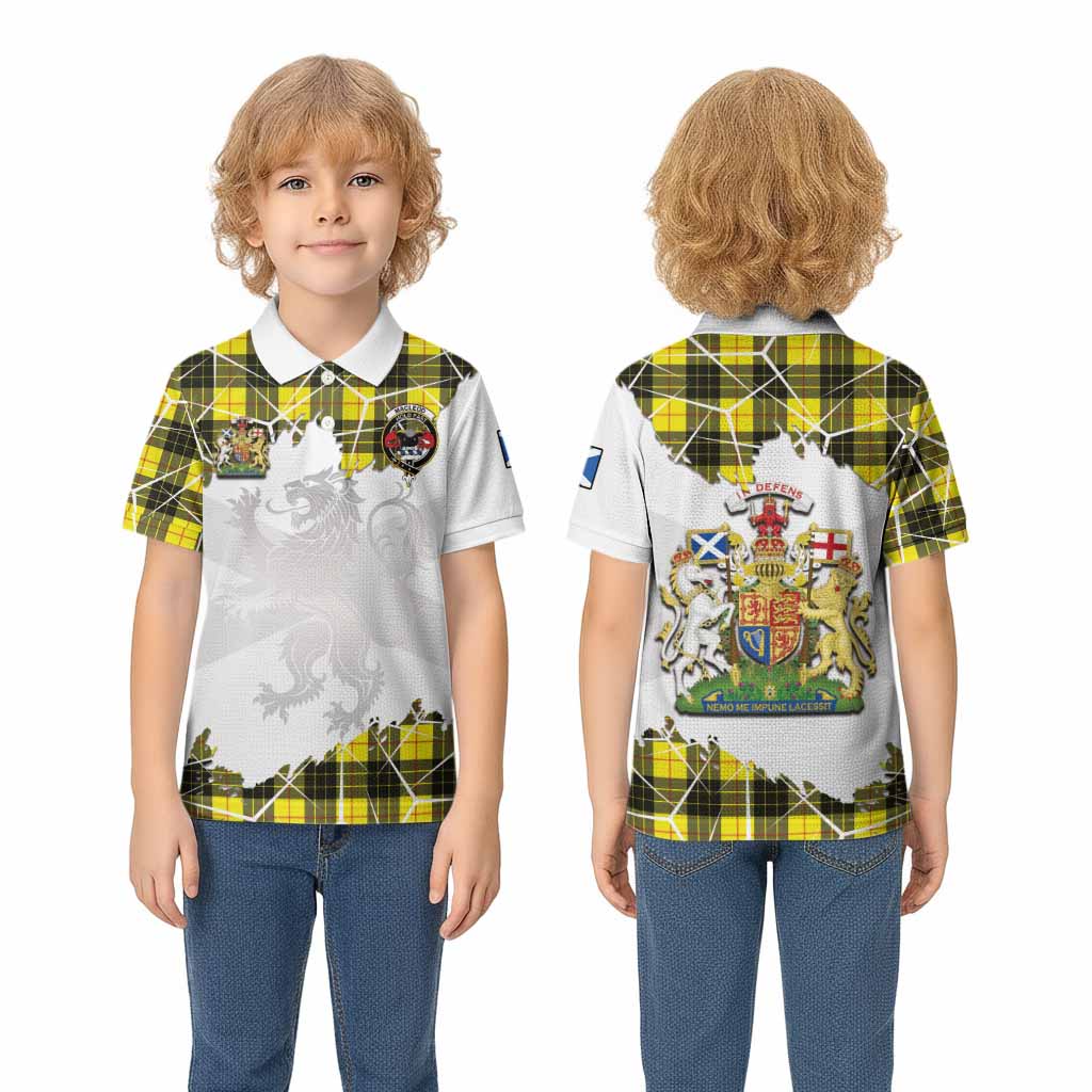 MacLeod (McLeod) Tartan Kid Polo Shirt with Family Crest and Lion Rampant Grunge Style