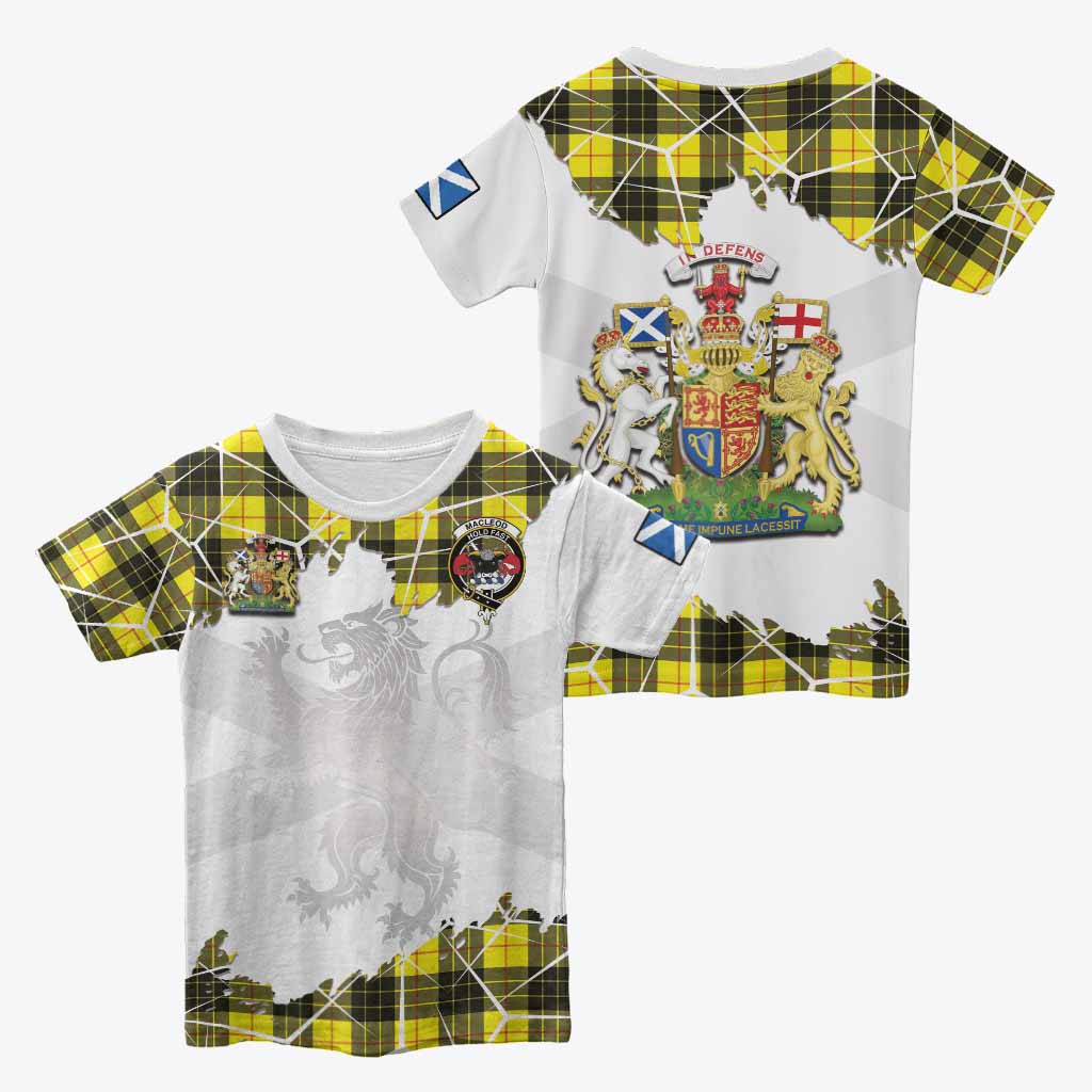 MacLeod (McLeod) Tartan Kid T-shirt with Family Crest and Lion Rampant Grunge Style