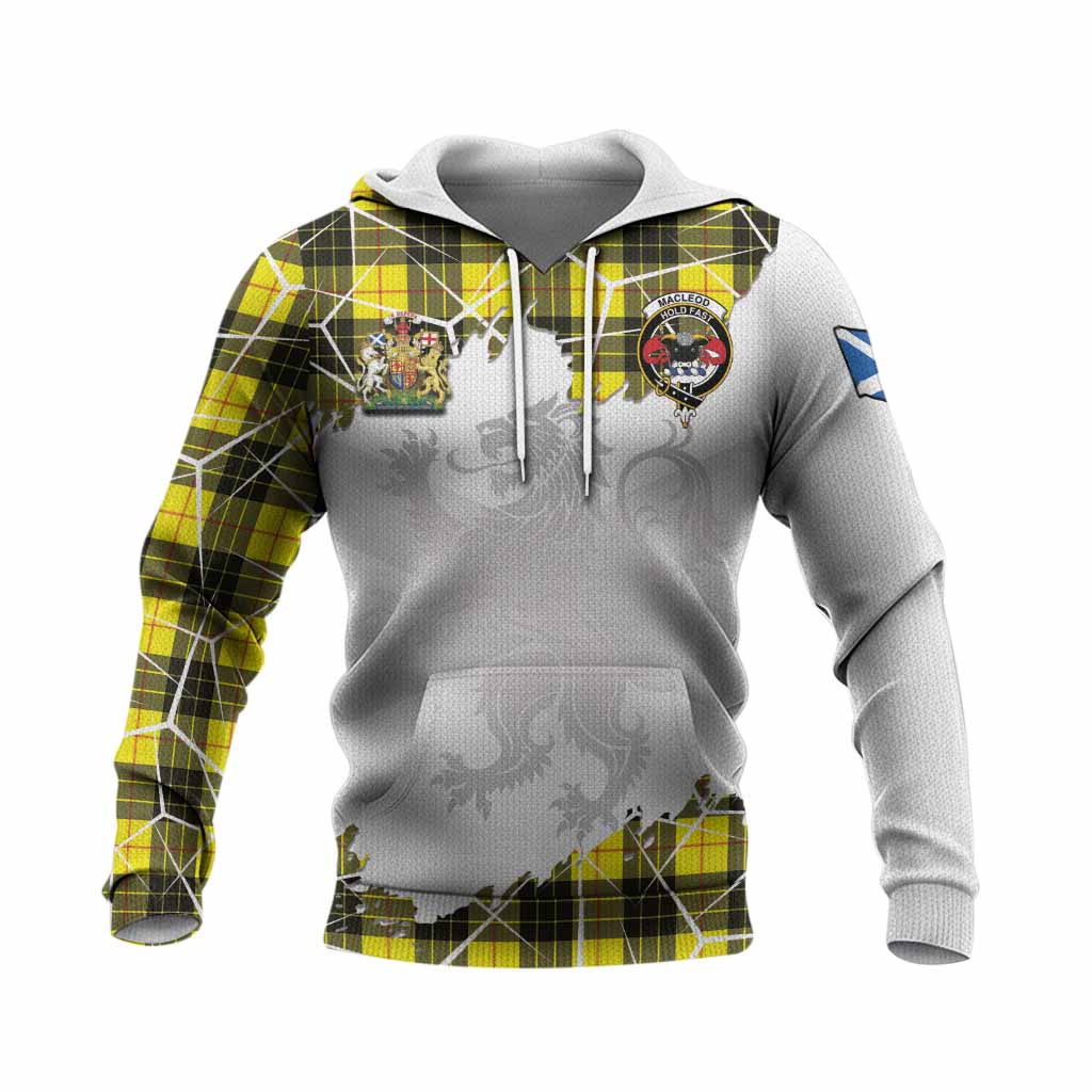 MacLeod (McLeod) Tartan Knitted Hoodie with Family Crest and Lion Rampant Grunge Style