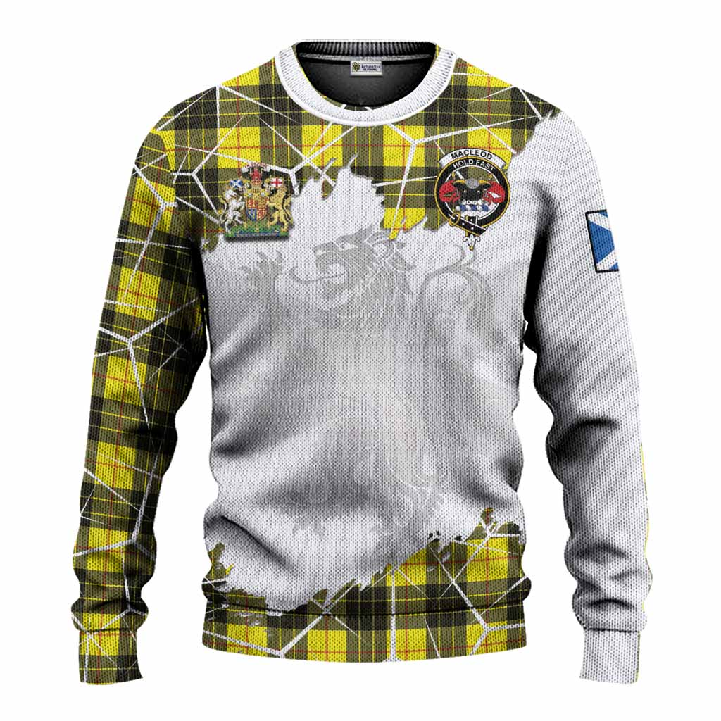 MacLeod (McLeod) Tartan Knitted Sweater with Family Crest and Lion Rampant Grunge Style