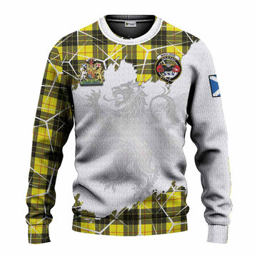 MacLeod (McLeod) Tartan Knitted Sweater with Family Crest and Lion Rampant Grunge Style