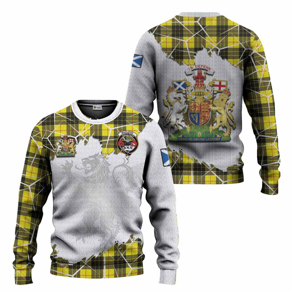 MacLeod (McLeod) Tartan Knitted Sweater with Family Crest and Lion Rampant Grunge Style