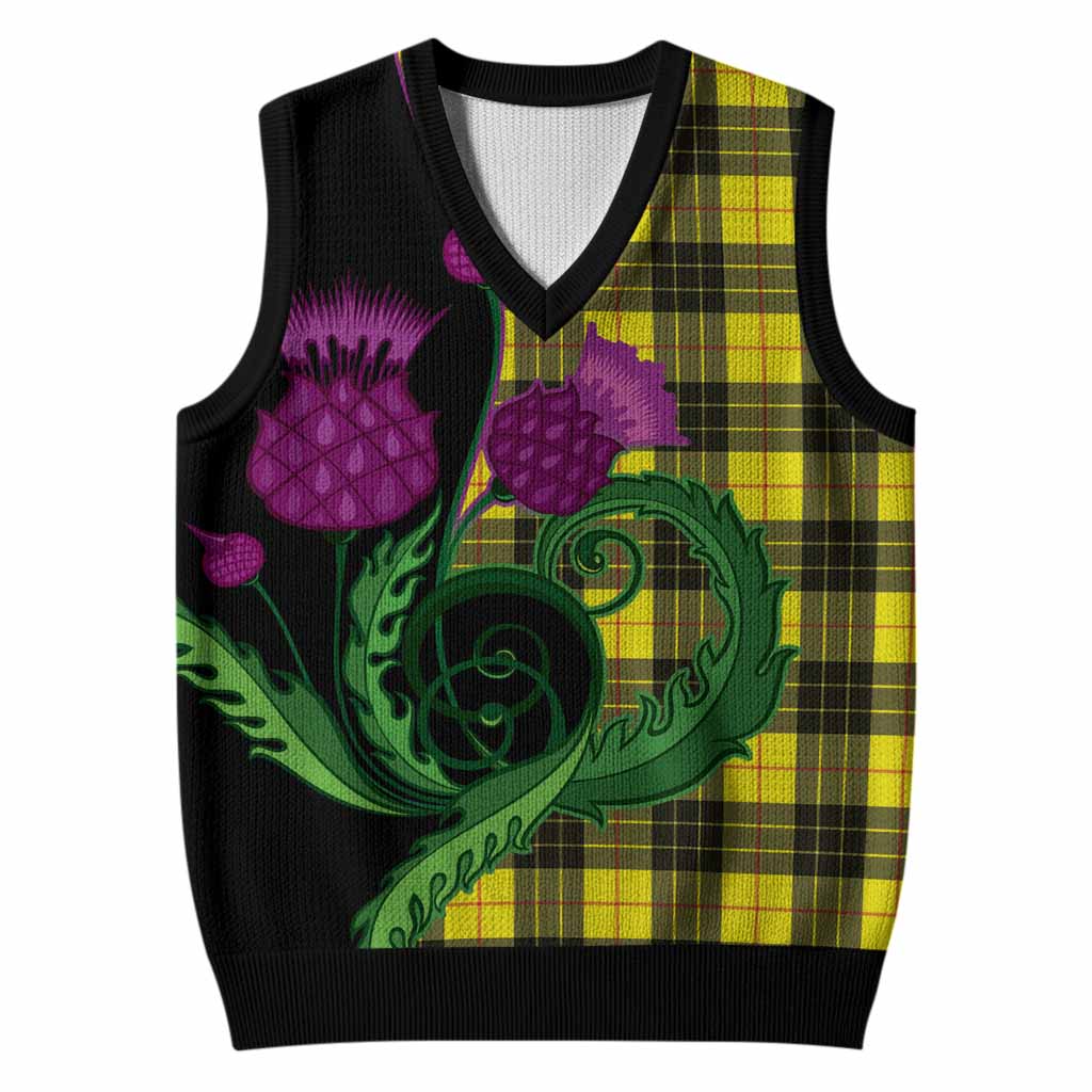 MacLeod (McLeod) Tartan Knitted V-Neck Vest Traditional Scottish Thistle