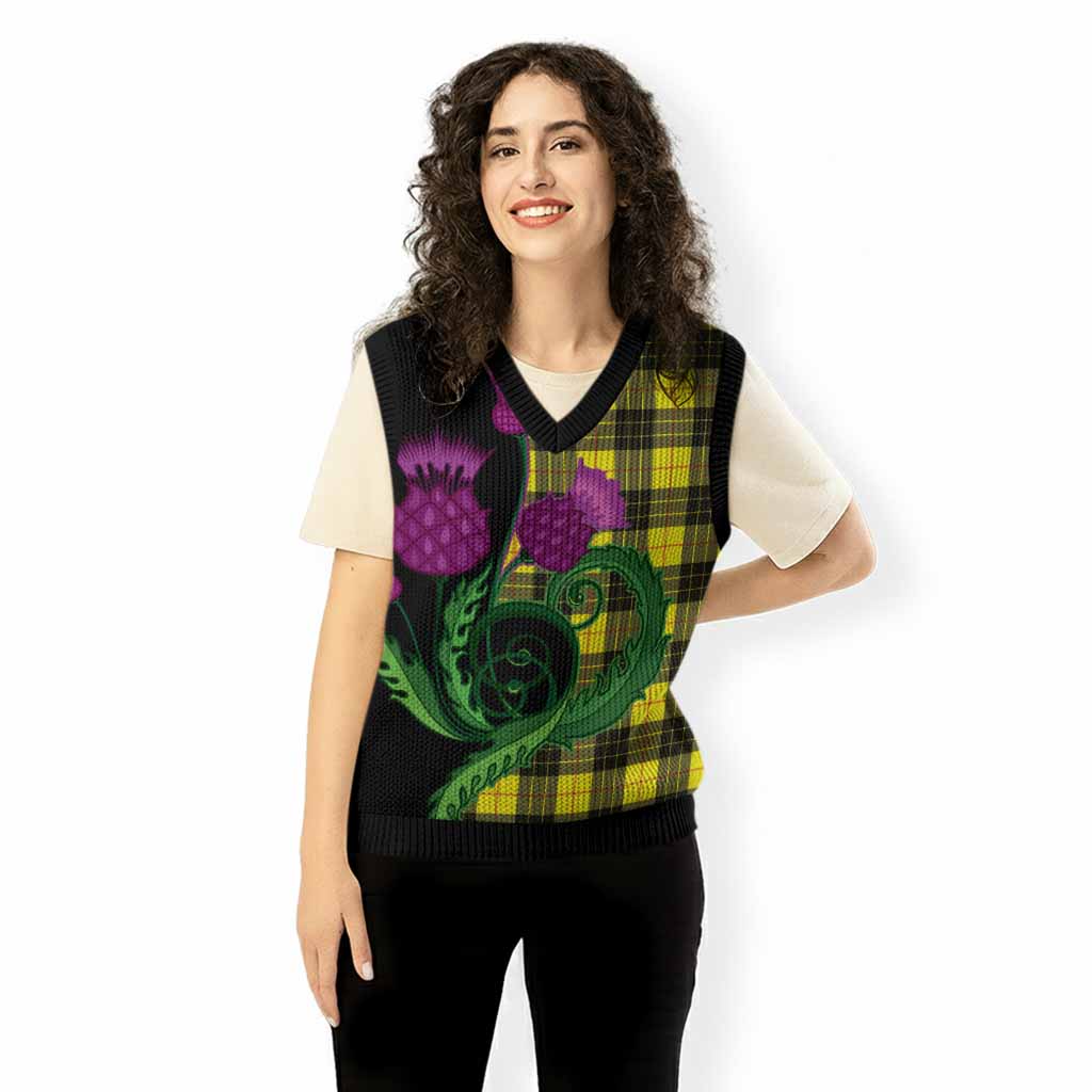 MacLeod (McLeod) Tartan Knitted V-Neck Vest Traditional Scottish Thistle