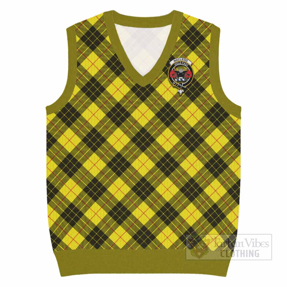 MacLeod (McLeod) Tartan Knitted V-Neck Vest with Family Crest Cross Style
