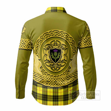 MacLeod (McLeod) Tartan Long Sleeve Button Shirts Unicorn Celtic Knot And Thistle Emblem