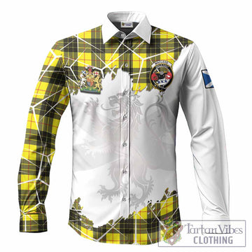 MacLeod (McLeod) Tartan Long Sleeve Button Shirts with Family Crest and Lion Rampant Grunge Style