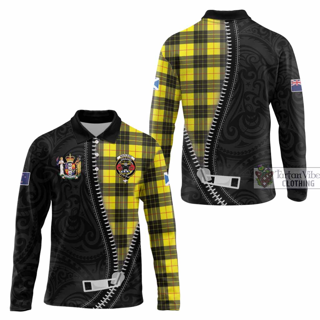 MacLeod (McLeod) Tartan Long Sleeve Polo Shirt New Zealand Pattern Unique Zipper Stylized