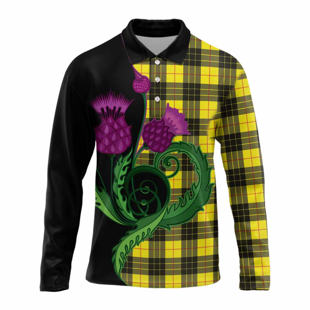 MacLeod (McLeod) Tartan Long Sleeve Polo Shirt Traditional Scottish Thistle