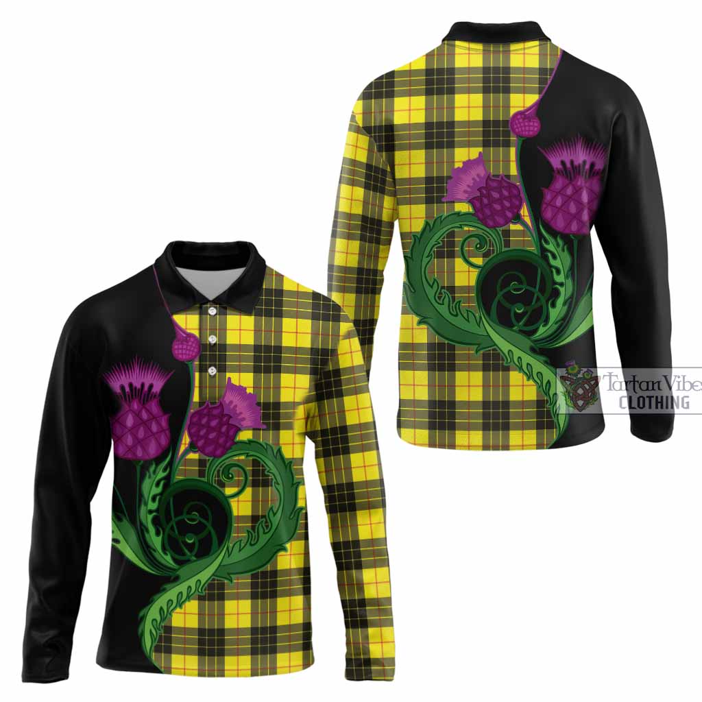 MacLeod (McLeod) Tartan Long Sleeve Polo Shirt Traditional Scottish Thistle