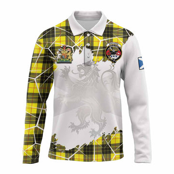 MacLeod (McLeod) Tartan Long Sleeve Polo Shirt with Family Crest and Lion Rampant Grunge Style