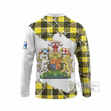 MacLeod (McLeod) Tartan Long Sleeve Polo Shirt with Family Crest and Lion Rampant Grunge Style