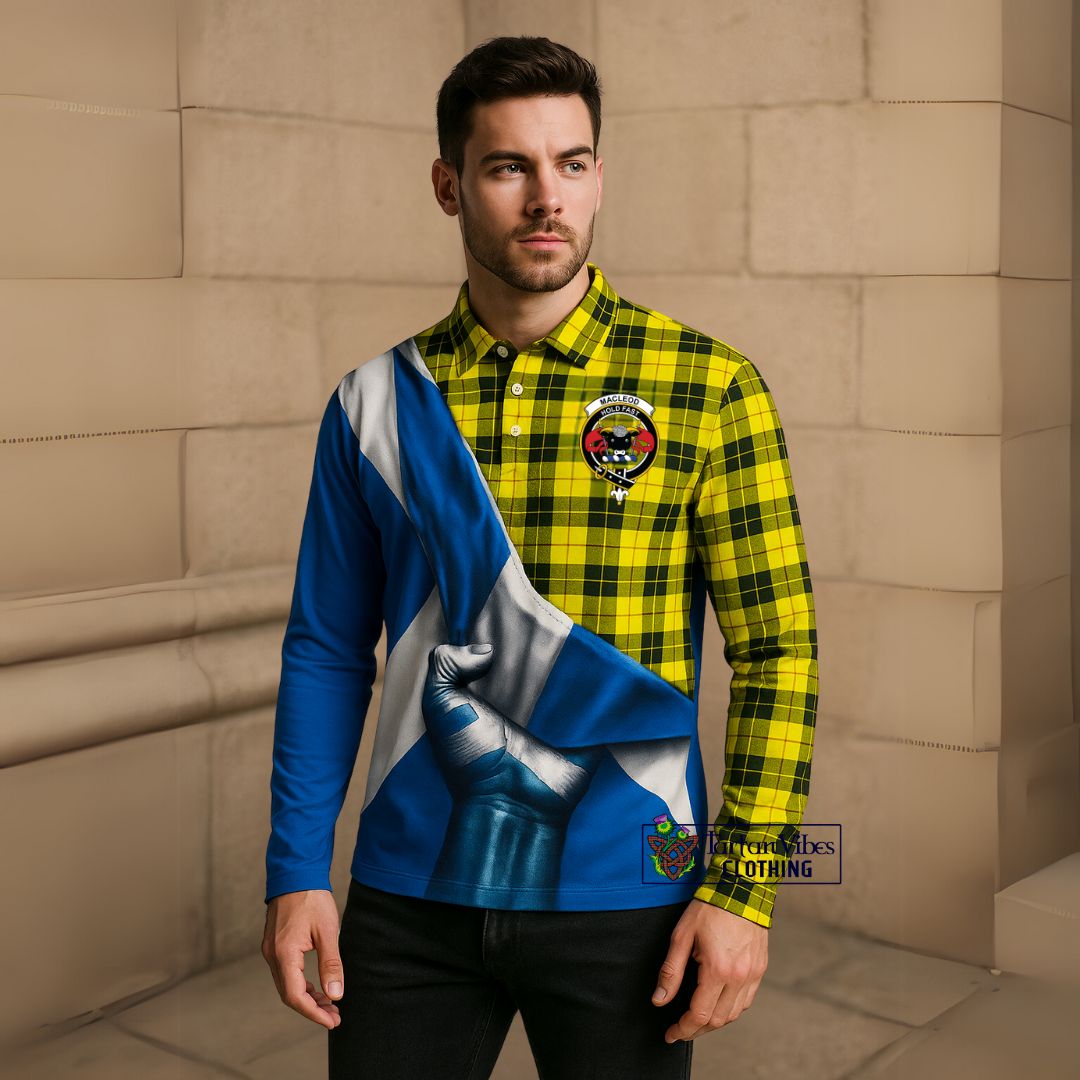 MacLeod (McLeod) Tartan Long Sleeve Polo Shirt with Family Crest Scotland Patriotic Style