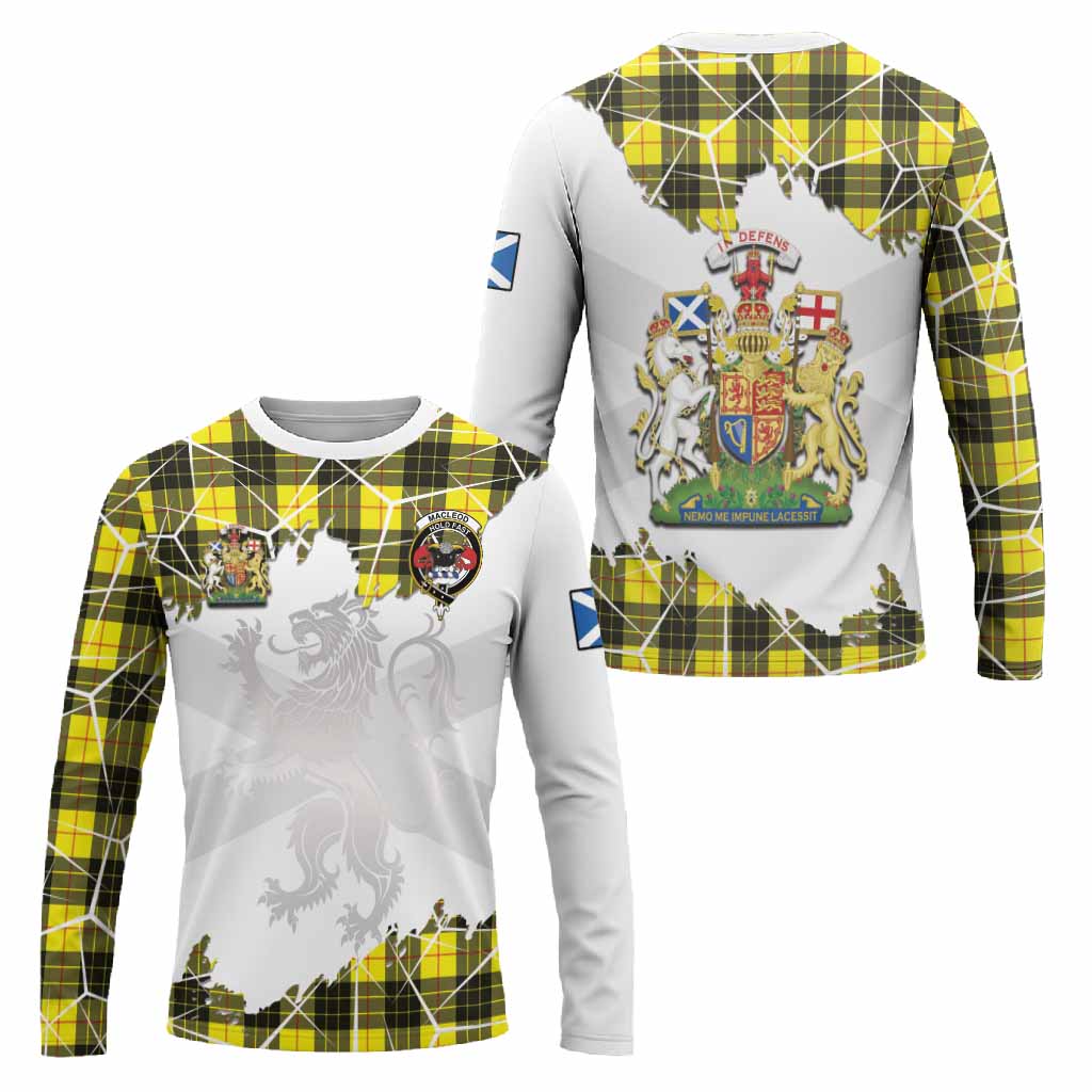 MacLeod (McLeod) Tartan Long Sleeve T-Shirt with Family Crest and Lion Rampant Grunge Style
