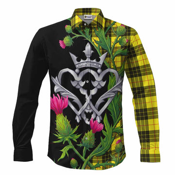 MacLeod (McLeod) Tartan Luckenbooth Long Sleeve Button Shirts Silver Heart Crown Thistle Floral Men's Shirt S - Tartan Vibes Clothing