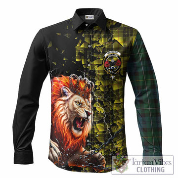 MacLeod (McLeod) Tartan Mighty Lion Long Sleeve Button Shirts Explosion Flying Pieces
