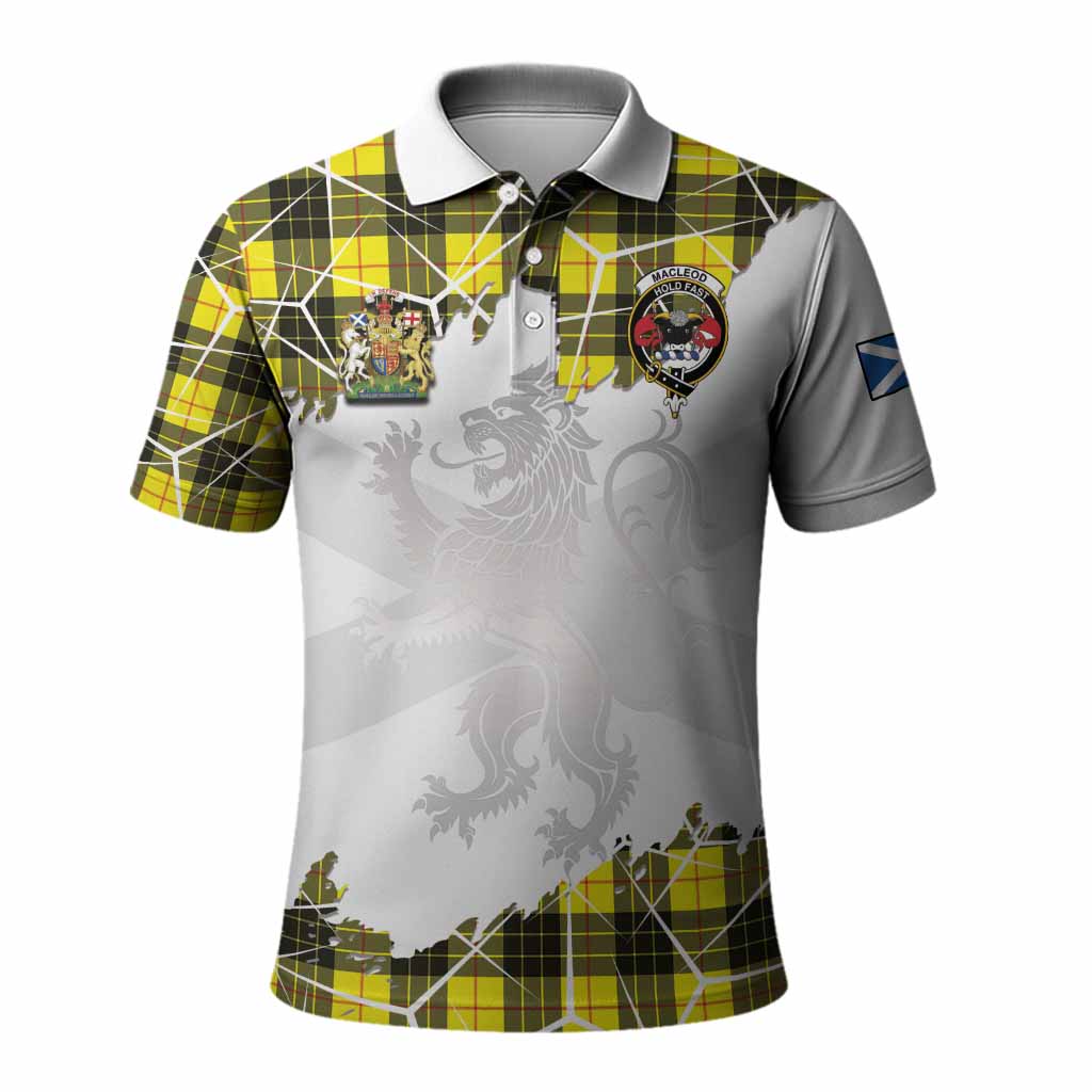 MacLeod (McLeod) Tartan Polo Shirt with Family Crest and Lion Rampant Grunge Style