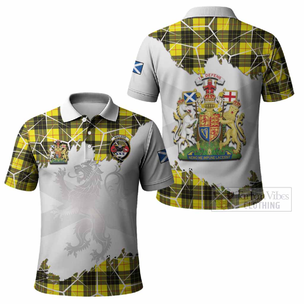 MacLeod (McLeod) Tartan Polo Shirt with Family Crest and Lion Rampant Grunge Style