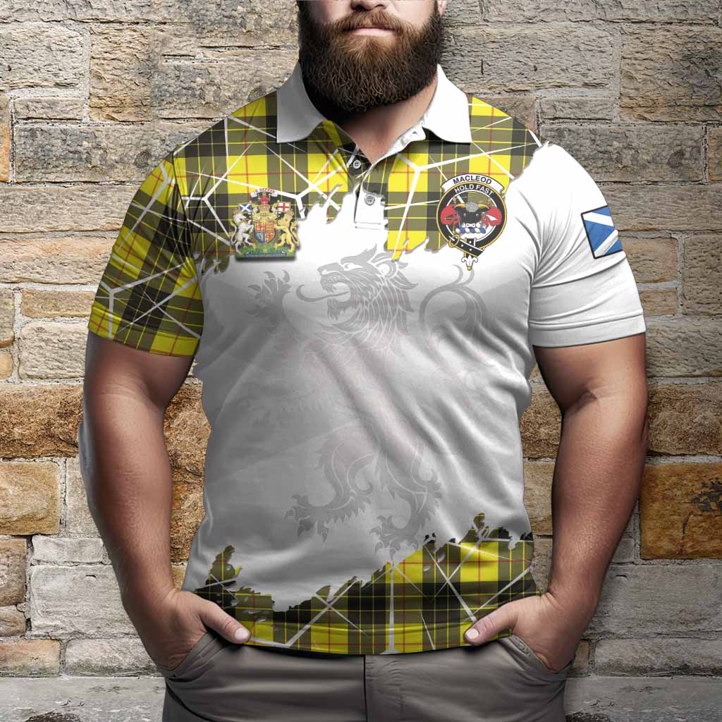 MacLeod (McLeod) Tartan Polo Shirt with Family Crest and Lion Rampant Grunge Style
