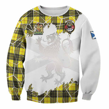 MacLeod (McLeod) Tartan Sweatshirt with Family Crest and Lion Rampant Grunge Style